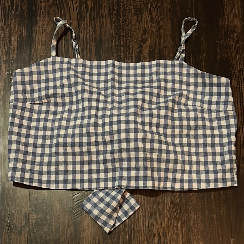 Blue and White Gingham Women's Top